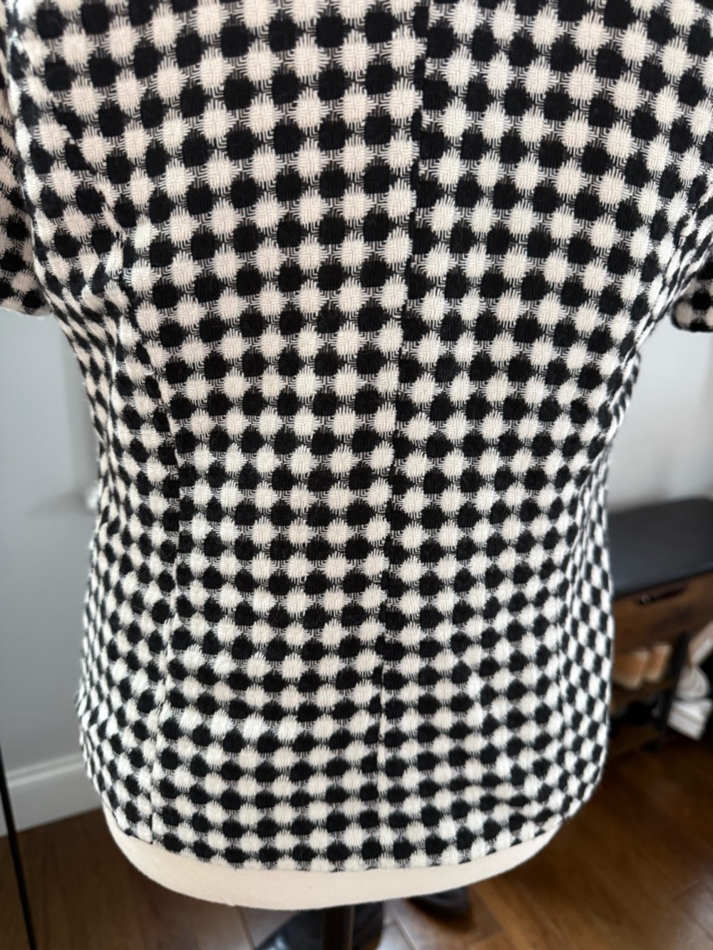 Vintage Joan Leslie Black & White Checked Short Sleeve Blazer - Women 8P - Picture 8 of 12